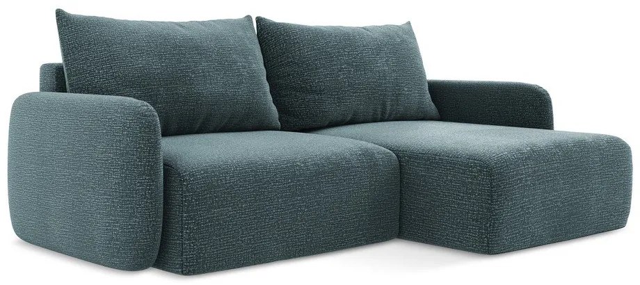 Тюркоазен разтегателен ъглов диван с място за съхранение (десен ъгъл) Kalena – Makamii