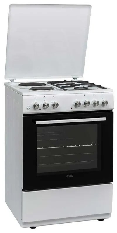 Готварска печка VOX GHT 6220 W, 5600W, 65 л, Клас А, 2 газови и 2 електрически котлона, 8 функции, До 250C, Бял