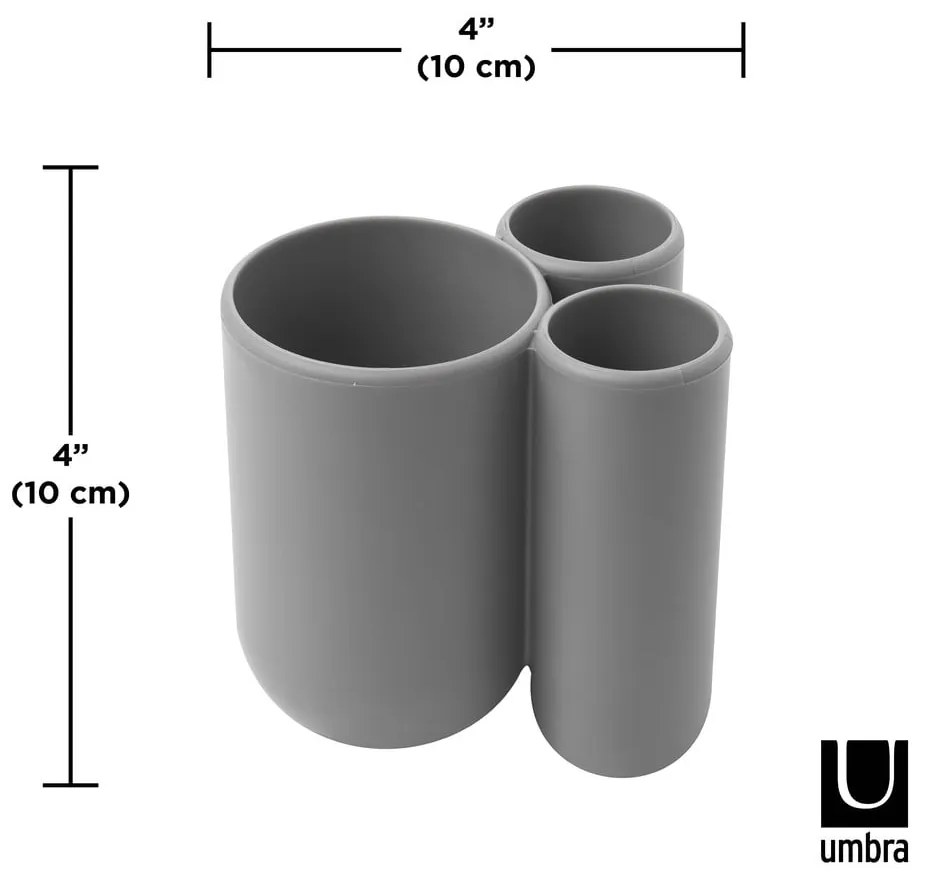 Сива пластмасова чаша за четки за зъби Touch - Umbra
