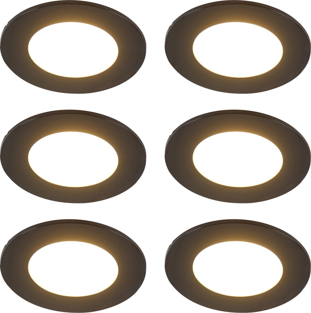 Комплект от 6 модерни вградени спота черни, включително LED 3-степенно димируеми IP65 - Blanca