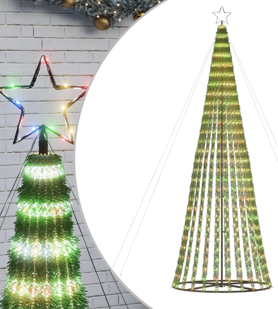 358071 vidaXL Коледна елха светещ конус 688 LED цветна 300 см