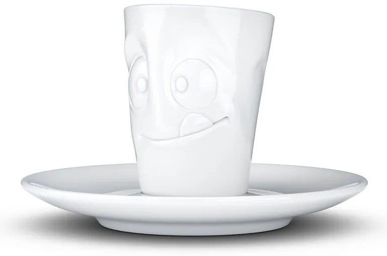 Бяла порцеланова чаша за еспресо с чинийка, обем 80 ml - 58products