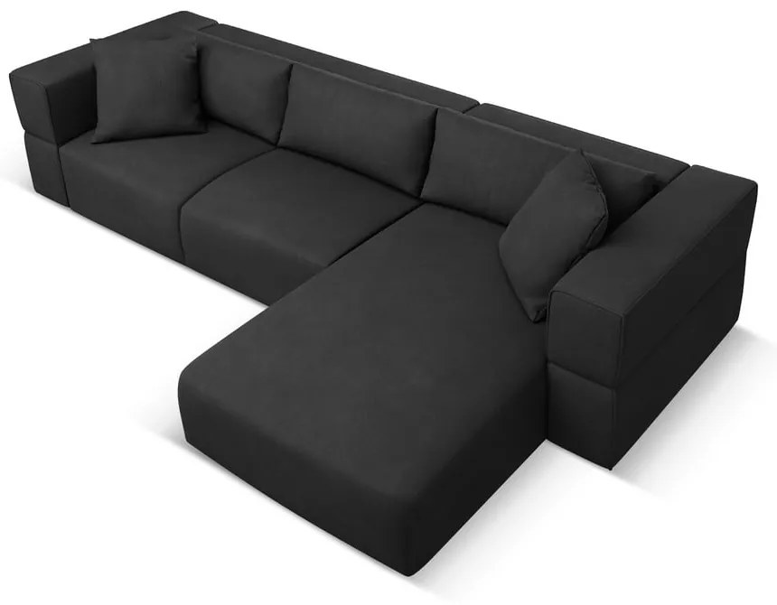 Черен ъглов диван, десен ъгъл Esther – Milo Casa