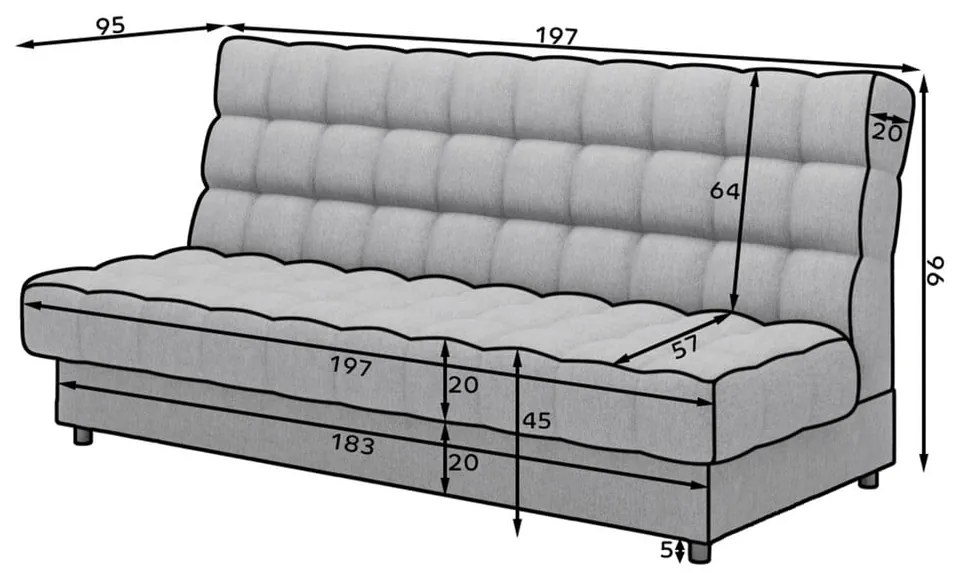 Син шенилов сгъваем/с място за съхранение диван 197 cm Clareta – ELTAP