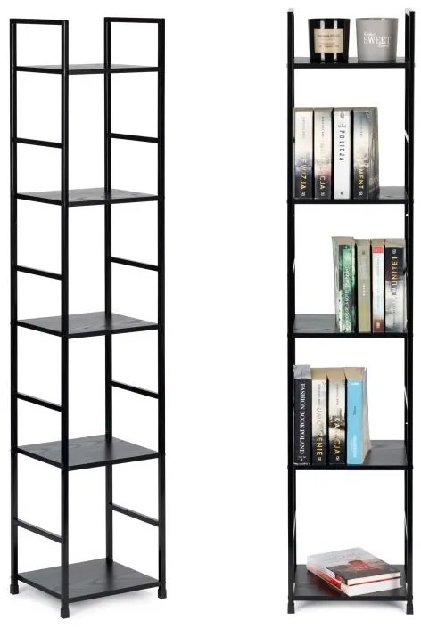 Тесен рафт с 5 рафта - черен