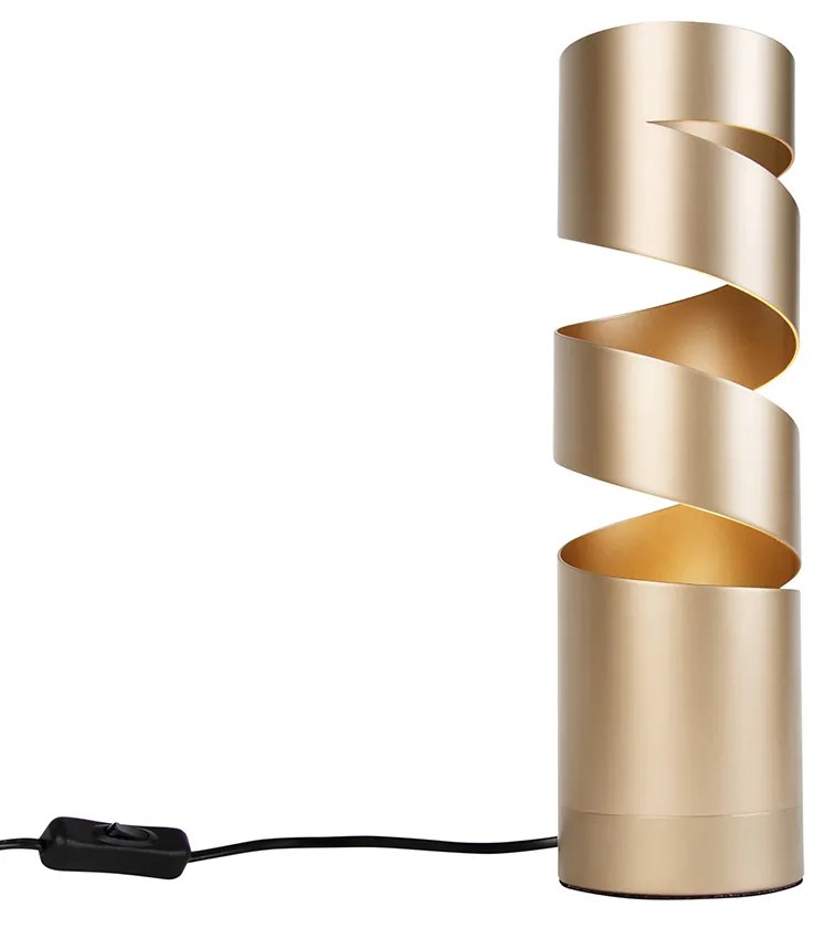 Moderne tafellamp taupe met goud - Stream