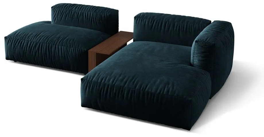 Тъмносин кадифен модулен ъглов диван (десен ъгъл) Martina – Micadoni