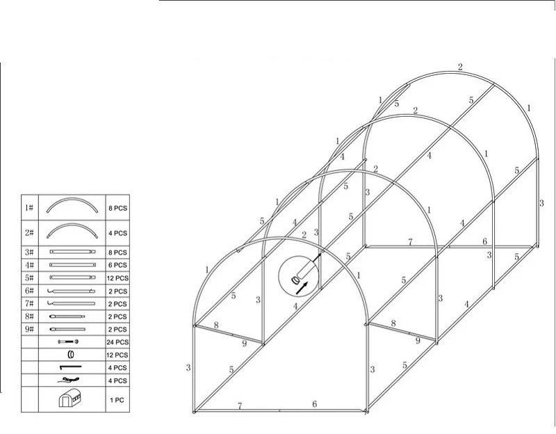 Оранжерия Tunnel Pro 4х2.5х2м с армиран найлон (10 кв.м.)