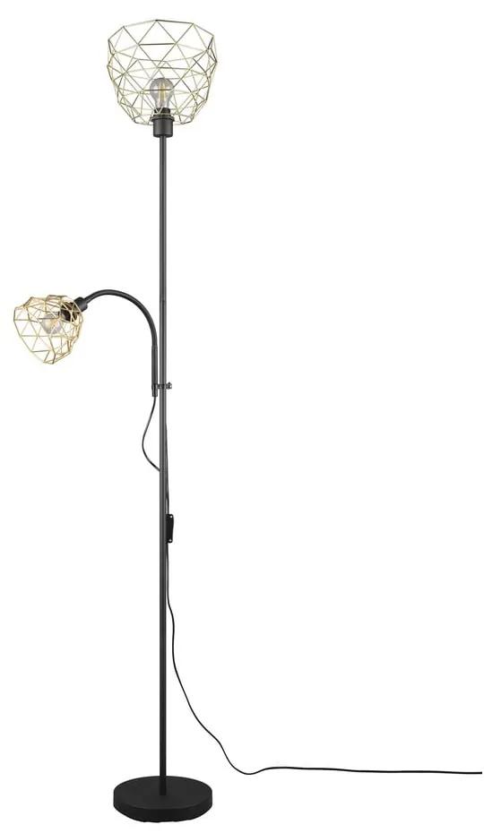 Подова лампа в черно и златисто с метален абажур (височина 180 cm) Haval - Trio
