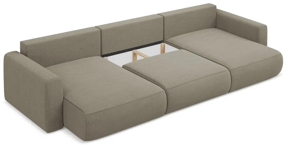 Светлокафяв разтегателен ъглов диван с място за съхранение (U форма) Kapua – Makamii