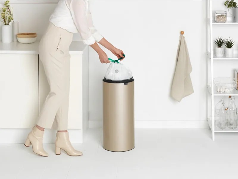 Кош за боклук Brabantia Touch Bin New 1003221, 30 л, Безшумно и плавно затваряне, Златен металик