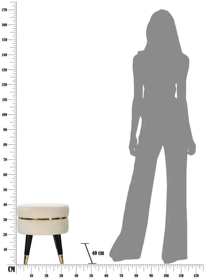 Табуретка от кремаво кадифе Paris - Mauro Ferretti