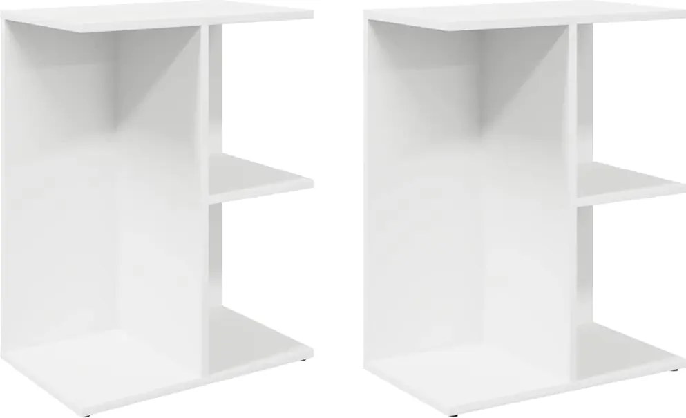 858651 vidaXL Нощни масички, 2 бр, бели, 46,5x29x61 см, инженерно дърво