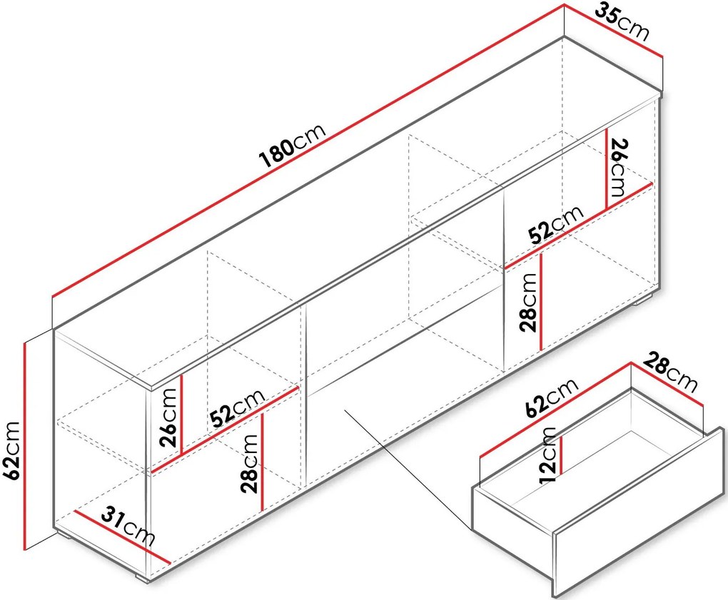 ТВ шкаф Vera 181-Бял