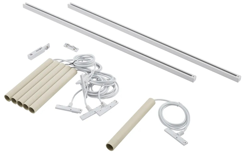 Модерна релсова система за осветление с 6 висящи лампи бежови с бели 1-фазни - Slimline Keno