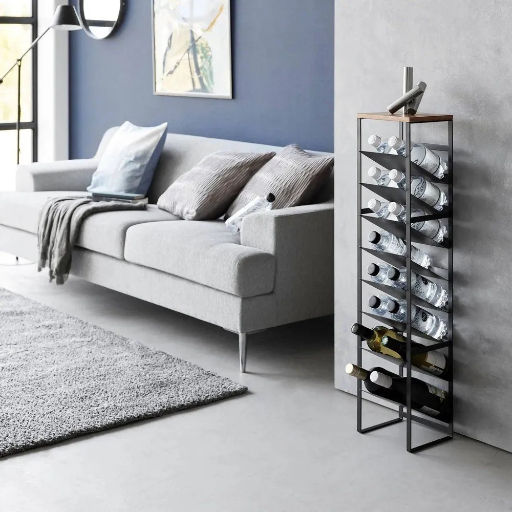 Черен метален стелаж за вино брой бутилки 16 20x88,5x19 cm Tower – YAMAZAKI