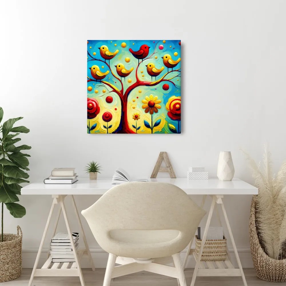 Картина на платно – Цветя и дърво на живота