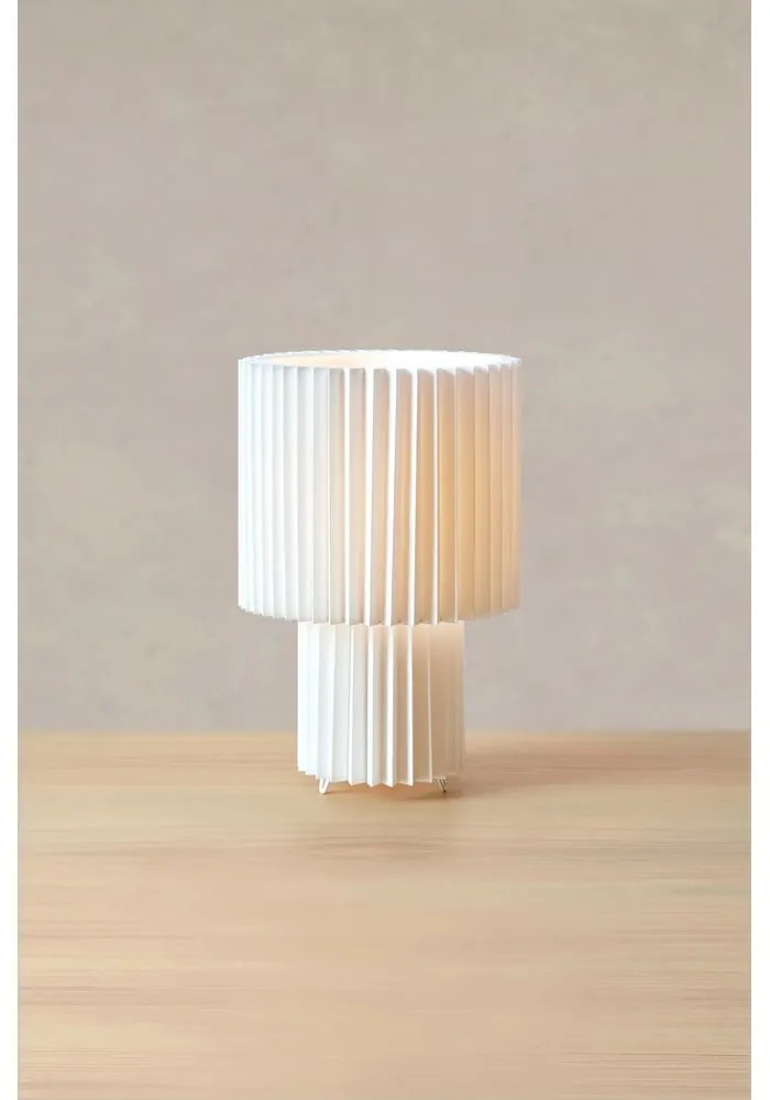 Бяла настолна лампа с текстилен абажур (височина 32 cm) Catis – Markslöjd