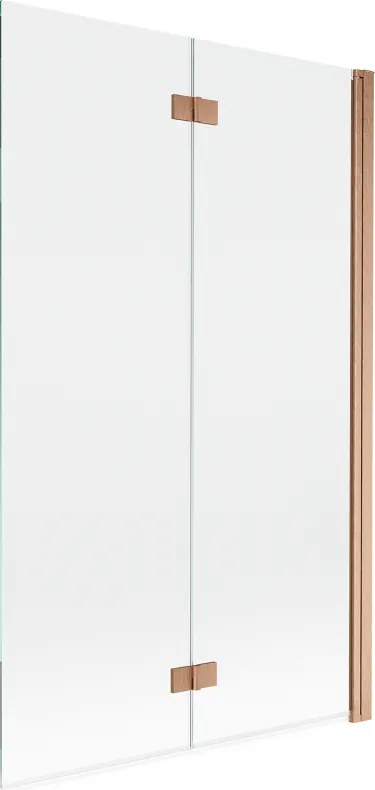 Mexen Mist параван за вана, двукрилен, десен, 110 x 150 см, прозрачен, четкана мед - 8A9-110-002-65-00-P