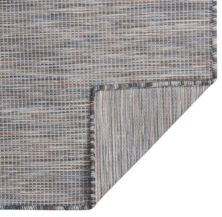 340813 vidaXL Градински плоскотъкан килим, 80x150 см, кафяво и синьо
