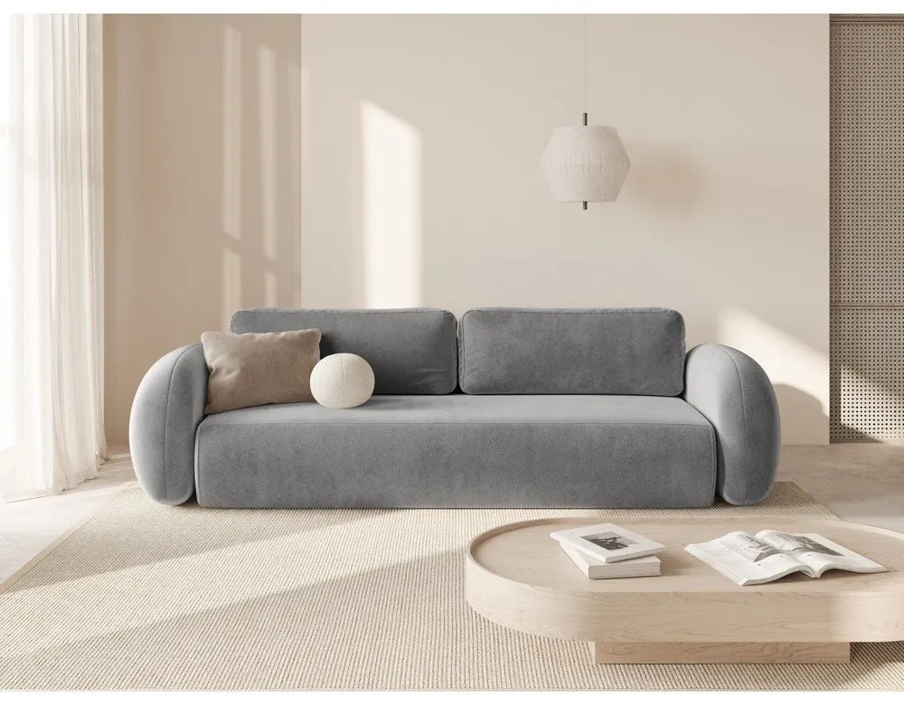 Тъмносив кадифен сгъваем/с място за съхранение диван 262 cm Tonale – Cosmopolitan Design