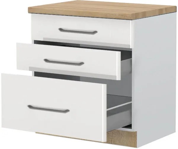 Подов шкаф Modena R-80-3MBOX-White - White glossy