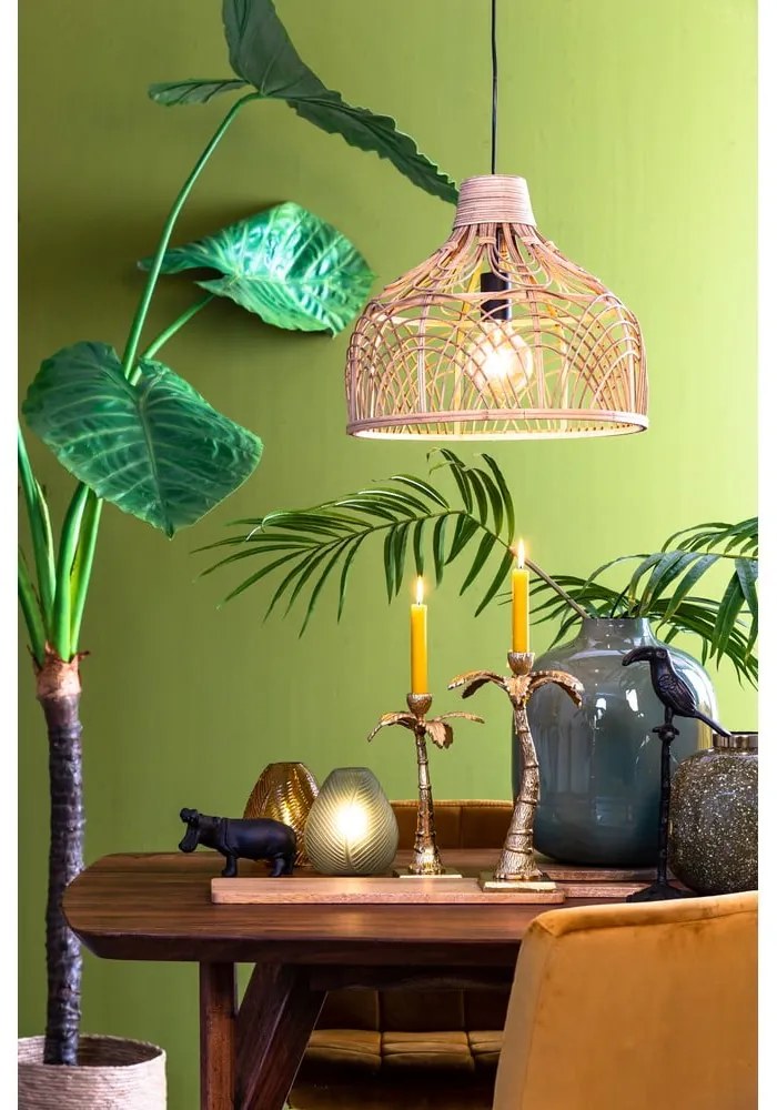 Лампа за таван в естествен цвят с абажур от ратан ø 42 cm Pocita - Light &amp; Living