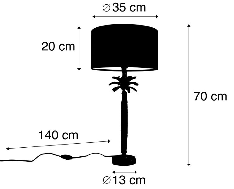 Лампа за маса в стил арт деко бронз с червена кадифена абажур 35 см - Areka