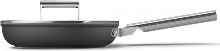 Тиган с капак SMEG CKFF2401BLM, 1.9 л, Ø24 см, Тефлоново покритие, До 250°C, Без PFAS, Индукция, Черен