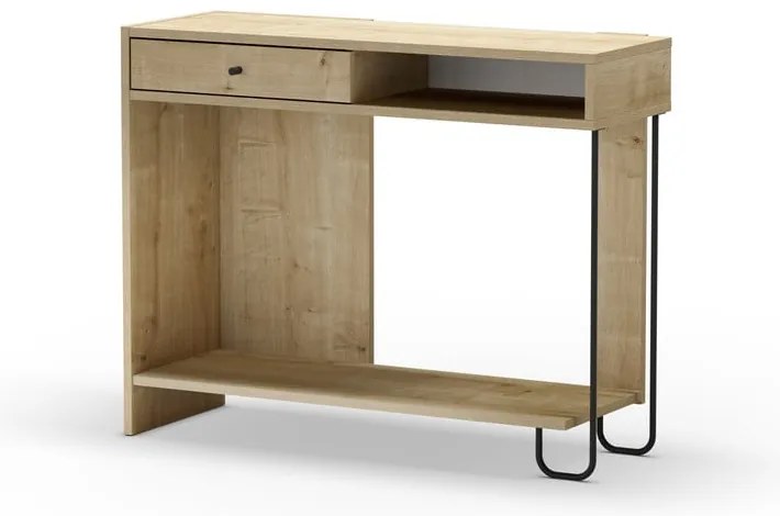 Конзолна маса с плот в дъбов декор в естествен цвят 35x100 cm Saturne - Marckeric