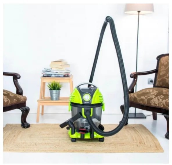 Прахосмукачка Cecotec Conga WET&DRY, 1000W, 15 л, Регулируема мощност, Функция за издухване, Зелен/сив