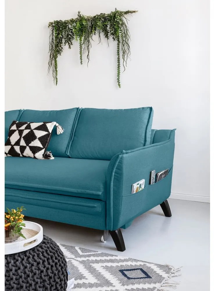 Тюркоазен ъглов разтегателен диван, ляв ъгъл Charming Charlie - Miuform