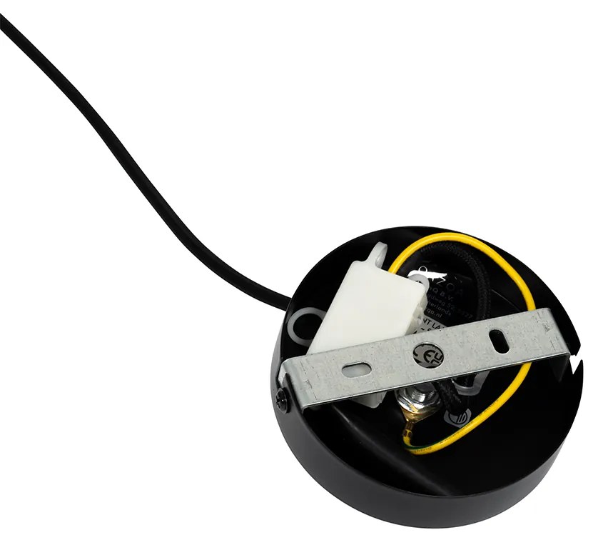 Висяща лампа в стил арт деко черна с опушено стъкло - Laura