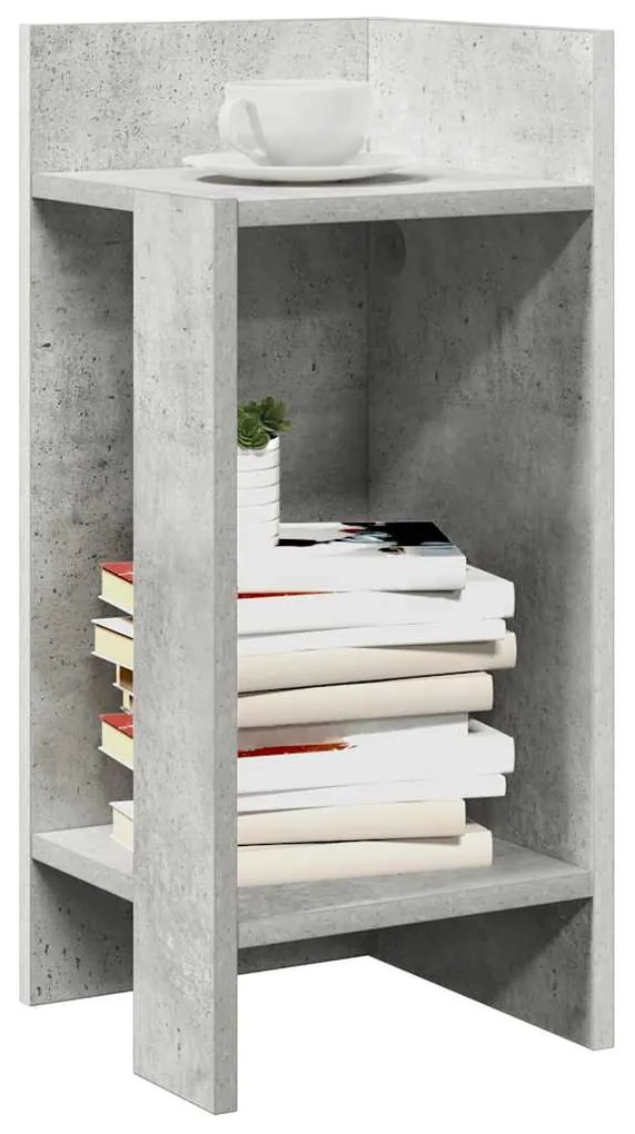 858549 vidaXL Странични маси с рафт, 2 бр, бетонно сиви, 25,5x27x60 см