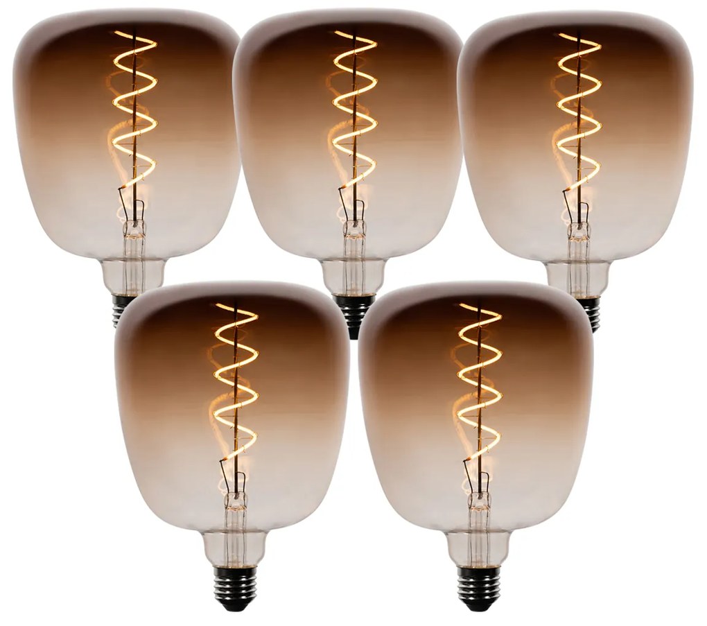 Комплект от 5 димируеми LED крушки E27 G140 кафяви 4.9W 110 lm 1800K