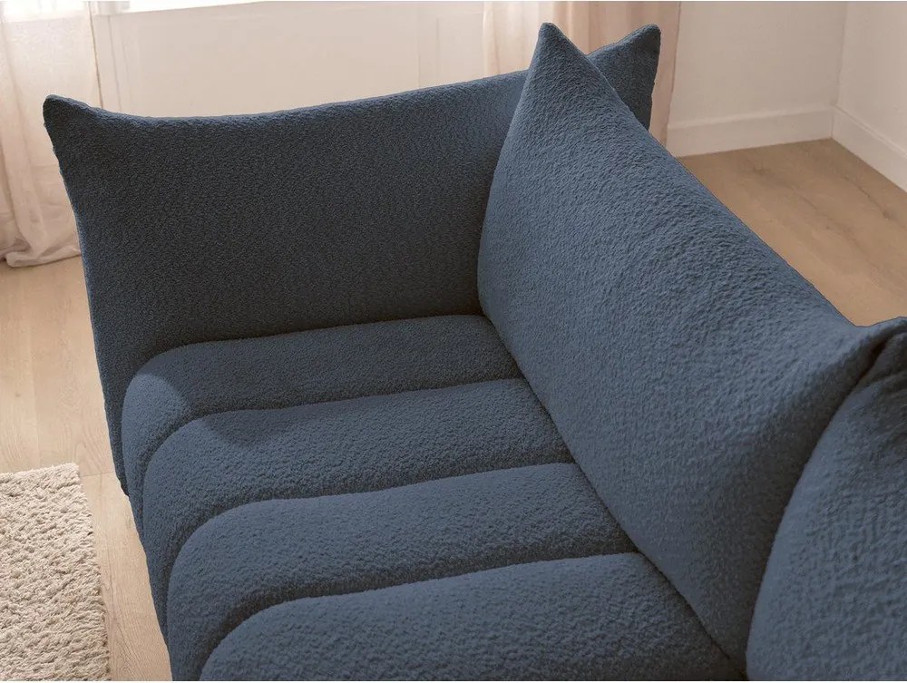 Тъмносин ъглов диван от прежда с примки от букле (ляв ъгъл) Azra – Bobochic Paris