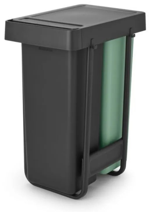 Кош за разделно събиране на боклук Brabantia Sort&Go 1008863, 2x30 л, Вътрешен монтаж с телескопична рамка, Сив/зелен