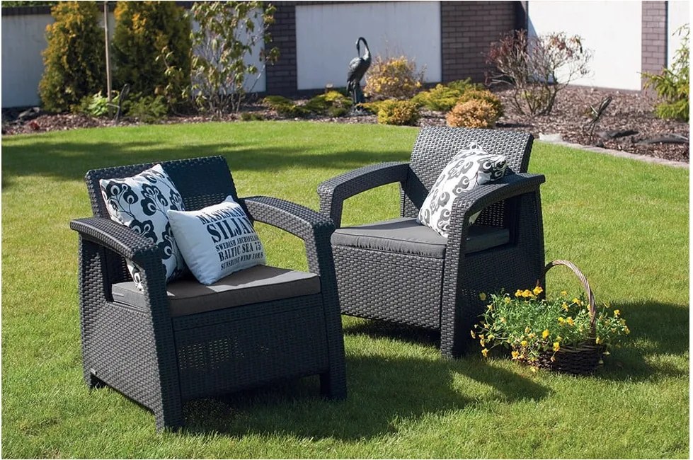 Тъмносиво градинско кресло Corfu – Keter