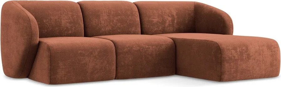 Теракотен шенилов ъглов диван (десен ъгъл) Lani – Makamii