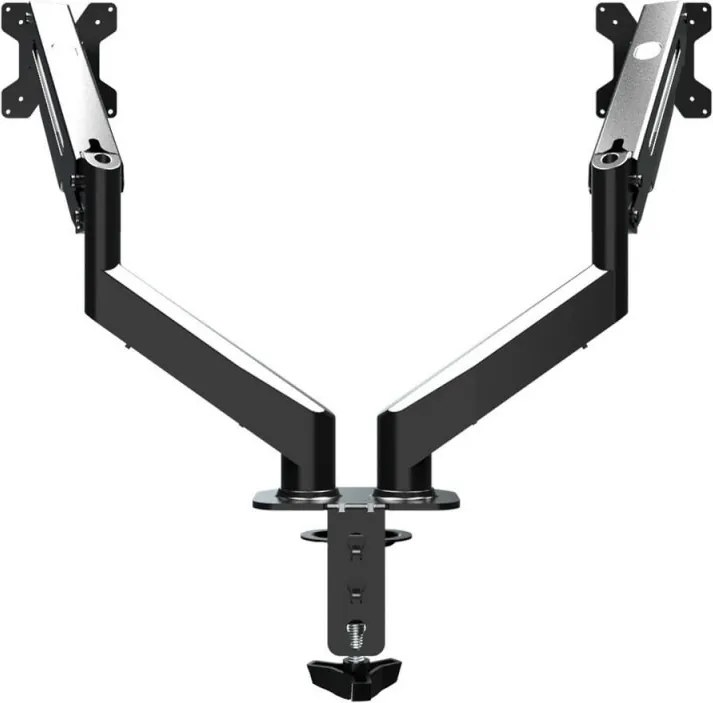 Стойка за монитори Esperanza ERW020, 17"-27", За 2 монитора, Пружинен механизъм, VESA 75/100 mm, До 6 кг на рамо, Черен