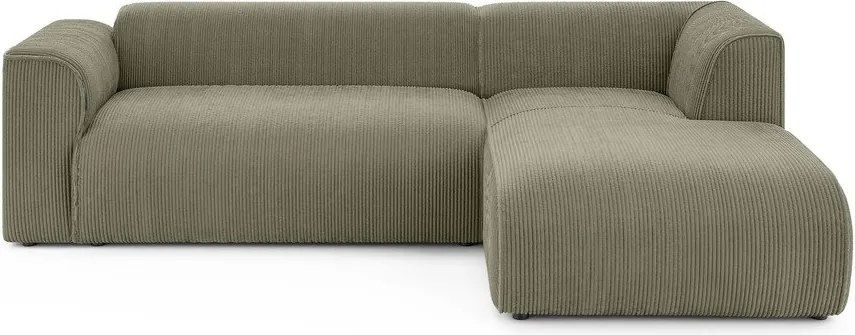 Зелен ъглов диван от рипсено кадифе (десен ъгъл) Merid – Ropez
