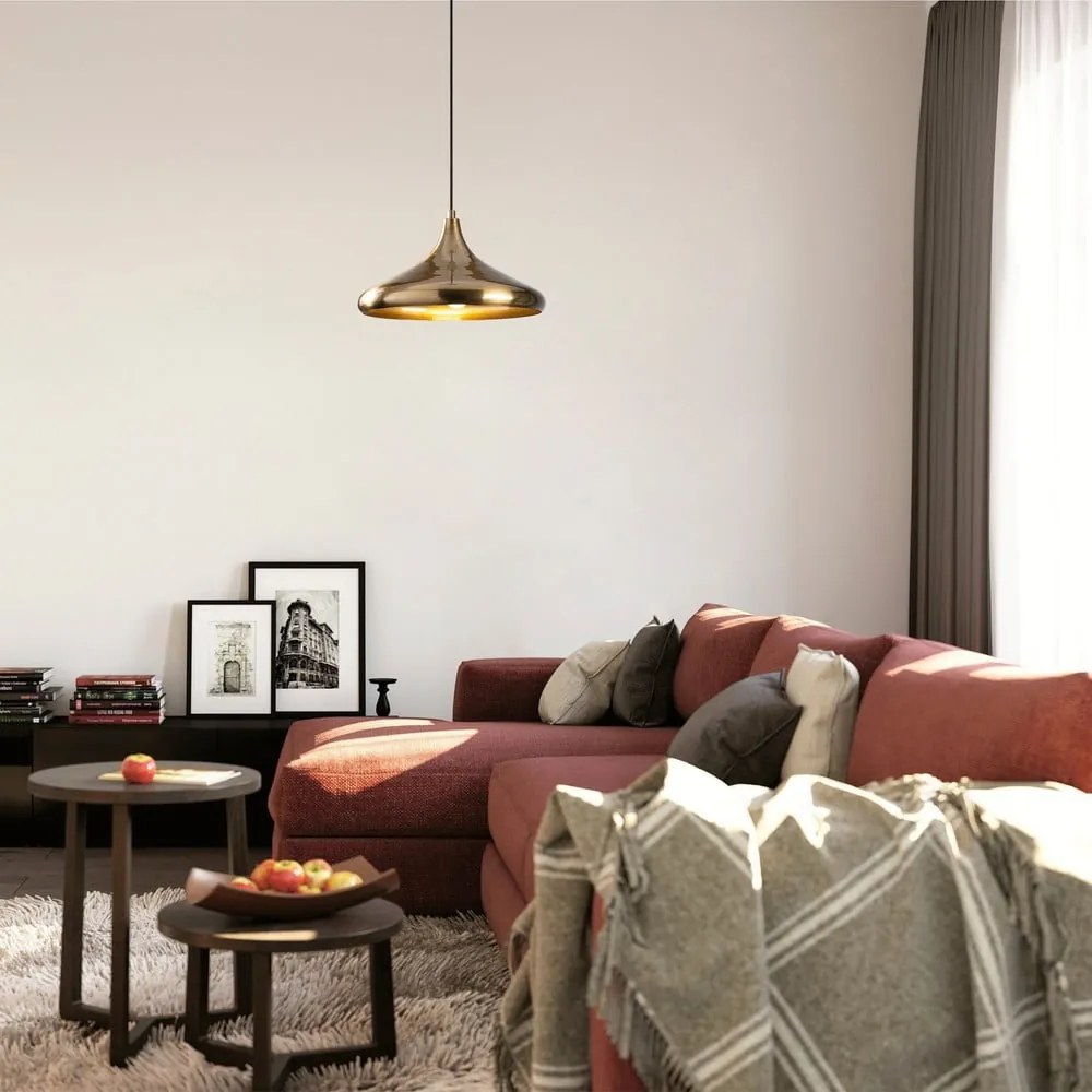 Висящо осветително тяло в златисто с метален абажур ø 35 cm Berceste – Opviq lights