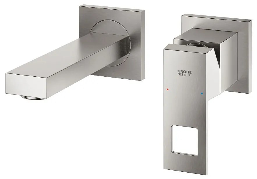 Кран за мивка стена Grohe Eurocube-Дължина 17 cm.-Silver Mat