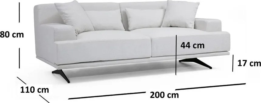 Светлосив диван 200 cm Bentley - Balcab Home