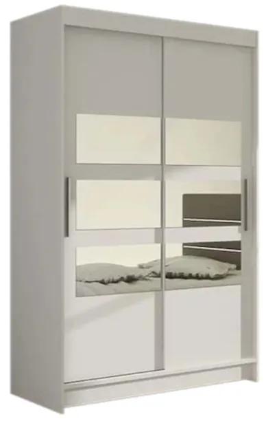 Плъзгащ се гардероб FLORIA V с огледало, 120x200x58, бяло мат