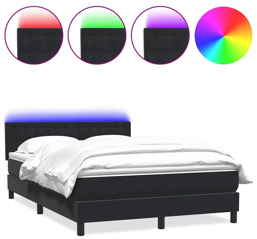 3317273 vidaXL Боксспринг легло с матрак и LED, черно, 160x210 см, кадифе