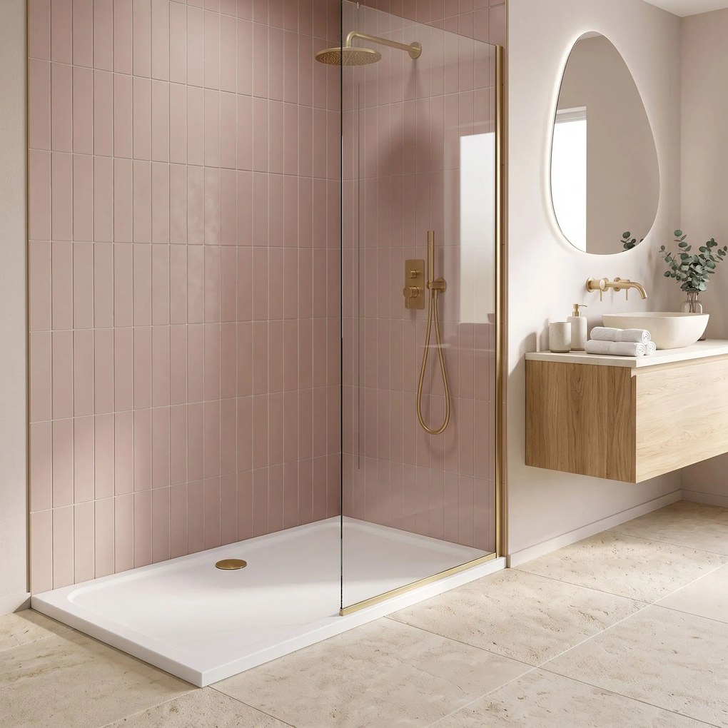 Корито за душ кабина-акрилно Rea Belmond White 90x120 Brush Gold