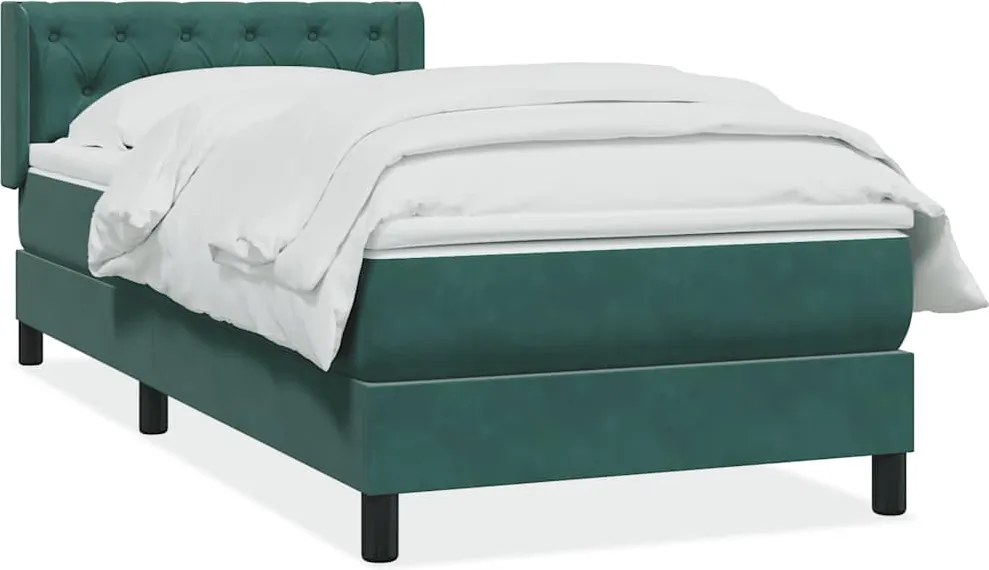 3318348 vidaXL Box Spring легло с матрак Тъмнозелено 80x210 cm Кадифе