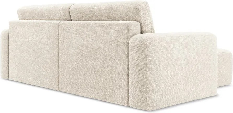 Кремав шенилов сгъваем/с място за съхранение ъглов диван (ляв ъгъл) Kona – Makamii