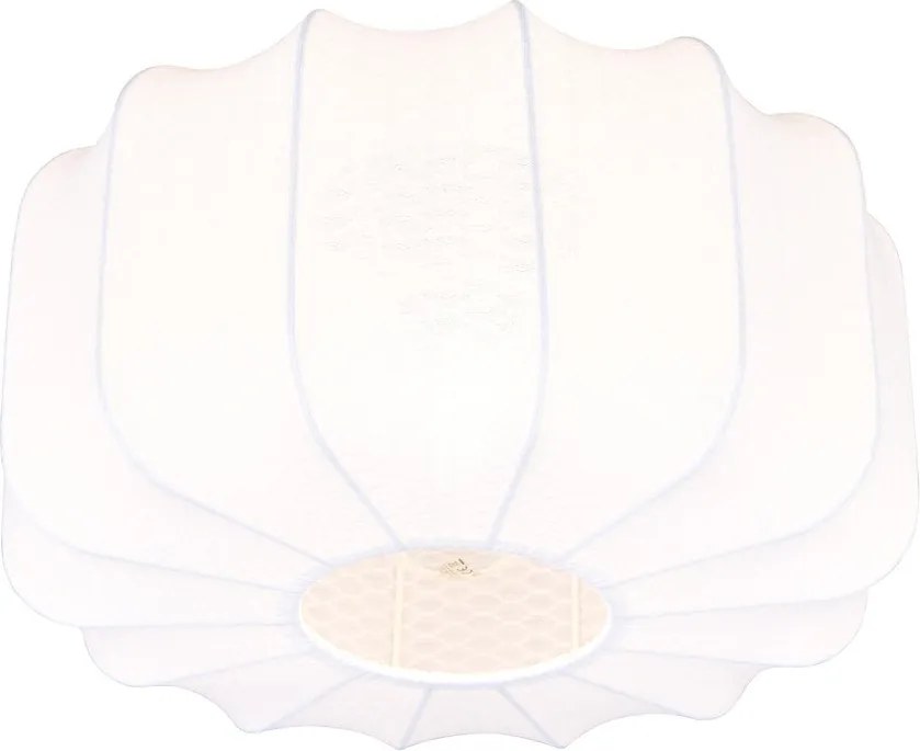 Бяло метално осветително тяло за таван с текстилен абажур ø 40 cm Madleine – Reality